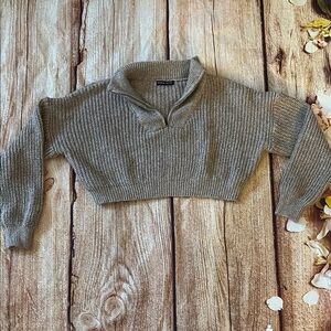 Gray Cropped Sweater